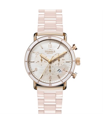 Shinola 40MM Canfield Sports Chronograph Blush Pink Ceramic Watch S0120230478 le des métaux précieux