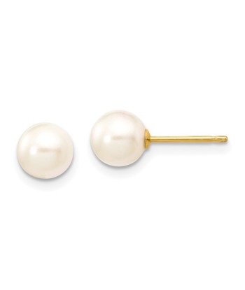 Classic Pearl Stud Earrings in 14k Yellow Gold sur le site 