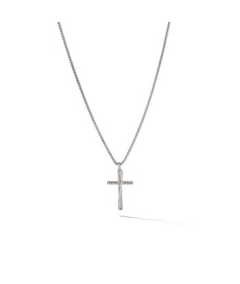 David Yurman Crossover Cross Necklace in Sterling Silver with Diamonds Véritable concentré