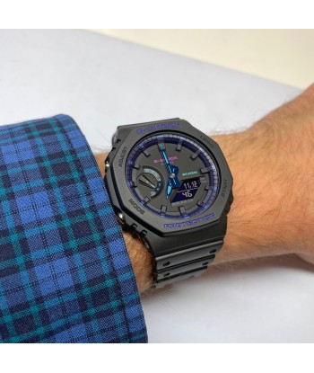 Casio G-Shock Black Carbon CasiOak Virtual World Blue Violet GA2100VB-1A Véritable concentré