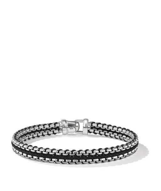 David Yurman Woven Box Chain Bracelet in Steel and Black de l' environnement