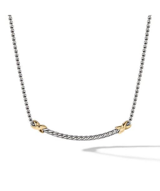 David Yurman Petite X Bar Necklace with 18K Yellow Gold Dans la société mordern