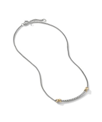 David Yurman Petite X Bar Necklace with 18K Yellow Gold Dans la société mordern