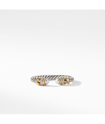 David Yurman Petite Helena Open Ring with Pearls, 18K Yellow Gold and Diamonds à prix réduit toute l'année