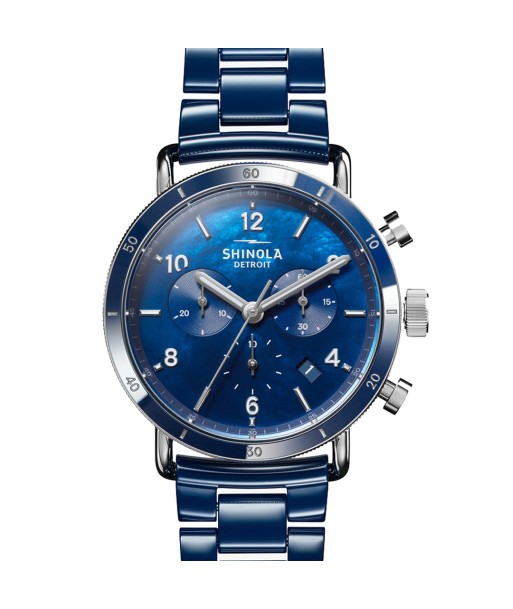 Shinola Canfield Sport 40MM Blue Mother of Pearl Chronograph Cobalt Blue Ceramic Bracelet Watch du meilleur 