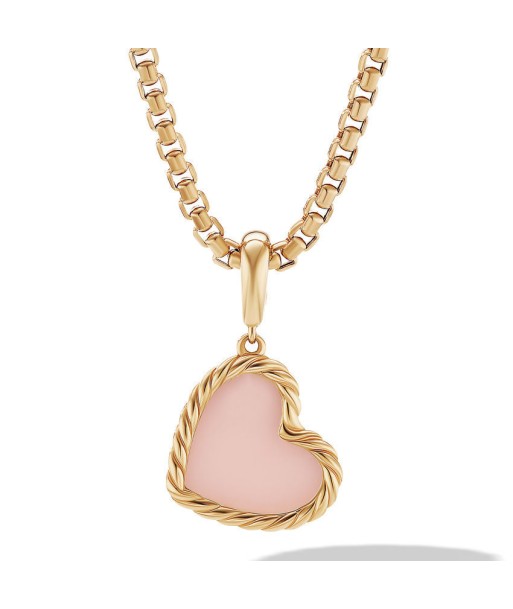 DY Elements Heart Amulet in 18K Yellow Gold with Pink Opal À commander