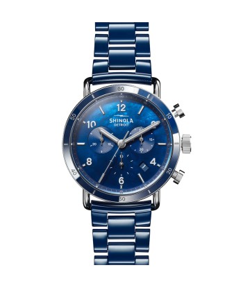 Shinola Canfield Sport 40MM Blue Mother of Pearl Chronograph Cobalt Blue Ceramic Bracelet Watch du meilleur 