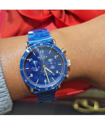 Shinola Canfield Sport 40MM Blue Mother of Pearl Chronograph Cobalt Blue Ceramic Bracelet Watch du meilleur 