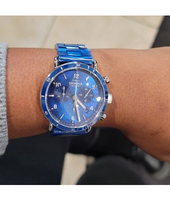 Shinola Canfield Sport 40MM Blue Mother of Pearl Chronograph Cobalt Blue Ceramic Bracelet Watch du meilleur 