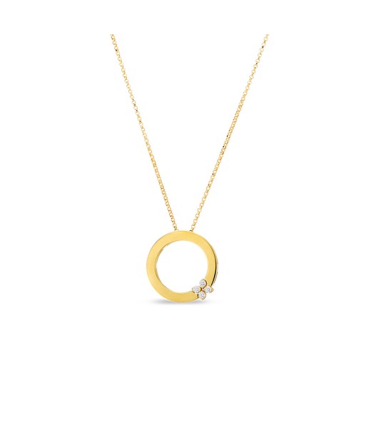 Roberto Coin 18k Yellow Gold Love in Verona Circle of Life Diamond Necklace 8883002AYCHX pas cher 