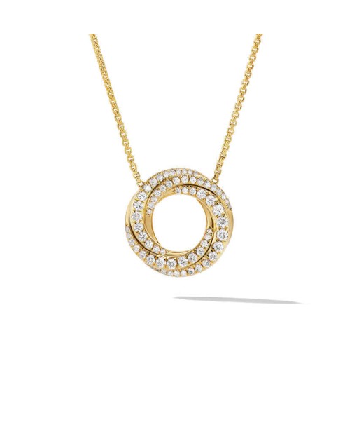 David Yurman 15.5MM Pave Crossover Pendant Necklace in 18K Yellow Gold with Diamonds suggérées chez