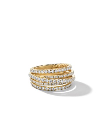 David Yurman 11MM Pave Crossover Ring in 18K Yellow Gold with Diamonds pour bénéficier 