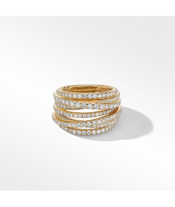 David Yurman 16MM Pave Crossover Ring in 18K Yellow Gold with Diamonds outlet