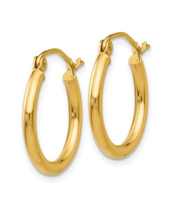 14k Yellow Gold Lightweight Tube Hoop Earrings Jusqu'à 80% De Réduction