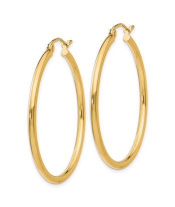 14k Yellow Gold 35mm Lightweight Tube Hoop Earrings les muscles