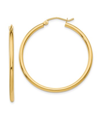 14k Yellow Gold 35mm Lightweight Tube Hoop Earrings les muscles