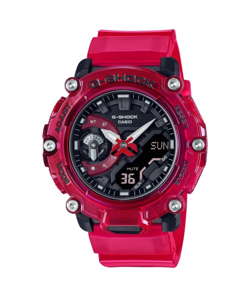 CASIO G-Shock GA2200SKL-4A Sound Waves Skeleton Translucent Red Watch paiement sécurisé