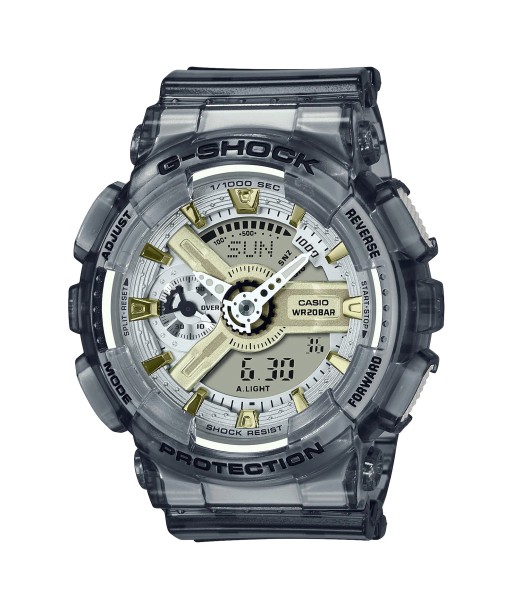 Casio G-Shock GMAS110GS-8A Grey Skeleton Gold Clear Womens Watch hantent personnes