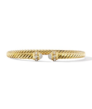 David Yurman Cablespira Oval Bracelet in 18K Yellow Gold with Pave Diamonds Economisez 