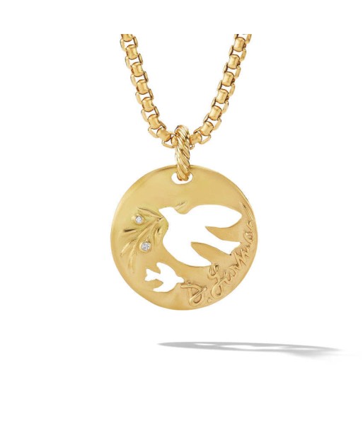 DY Elements Dove Pendant in 18K Yellow Gold with Diamonds pas chere