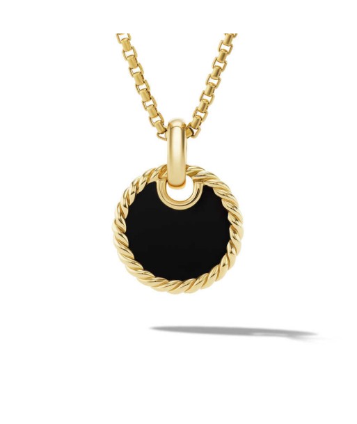 DY Elements Disc Pendant in 18K Yellow Gold with Black Onyx Reversible to Mother of Pearl Profitez des Offres !