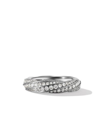 David Yurman Cable Edge Band Ring in Recycled Sterling Silver with Pave Diamonds offre 