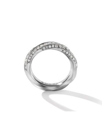 David Yurman Cable Edge Band Ring in Recycled Sterling Silver with Pave Diamonds offre 