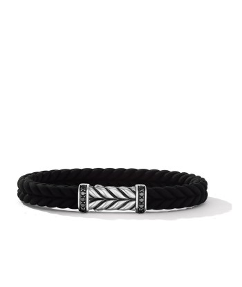 David Yurman Gents Chevron Black Rubber Bracelet with Pave Black Diamonds du meilleur 