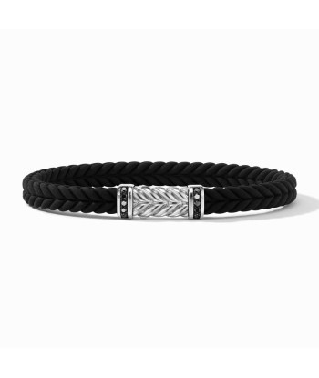 David Yurman Gents Chevron Black Rubber Bracelet with Pave Black Diamonds commande en ligne