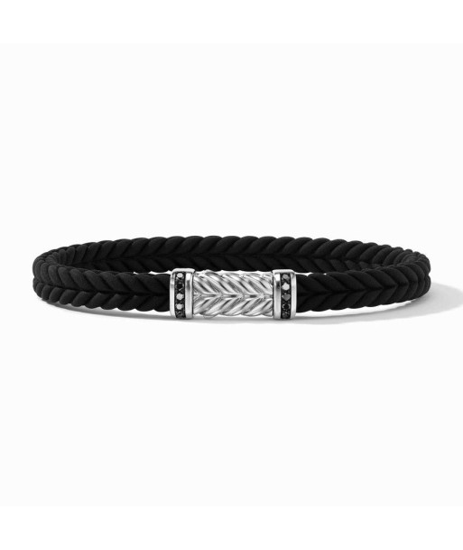 David Yurman Gents Chevron Black Rubber Bracelet with Pave Black Diamonds commande en ligne