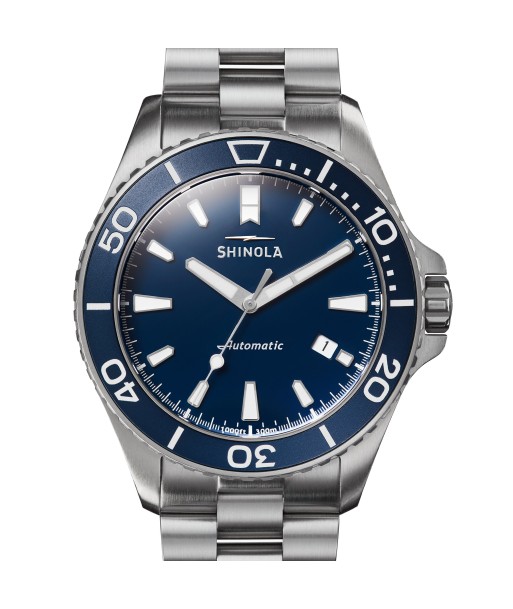 Shinola The Lake Michigan Monster Automatic Blue Watch 43mm Steel Bracelet hantent personnes