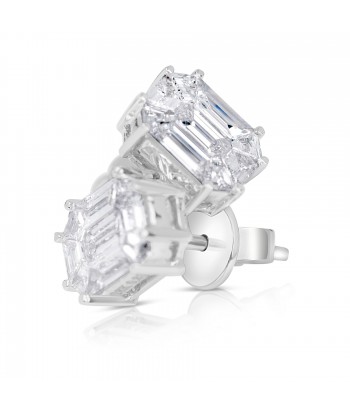 Emerald Cut Diamond Stud Earrings .81Carats Illusion Setting 18K White du meilleur 