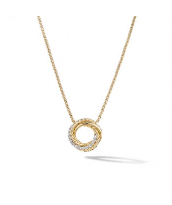 David Yurman The Crossover Collection Mini Pendant Necklace in 18K Yellow Gold with Diamonds les ctes