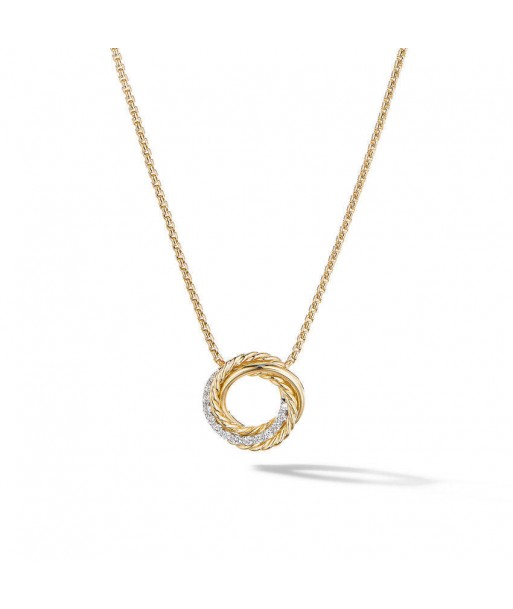 David Yurman The Crossover Collection Mini Pendant Necklace in 18K Yellow Gold with Diamonds les ctes