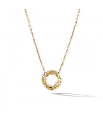 David Yurman The Crossover Collection Mini Pendant Necklace in 18K Yellow Gold with Diamonds les ctes