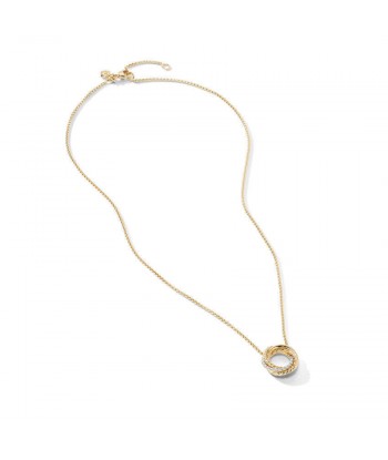 David Yurman The Crossover Collection Mini Pendant Necklace in 18K Yellow Gold with Diamonds les ctes