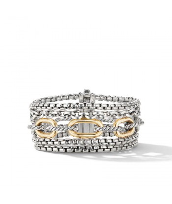 David Yurman Multi-Row Chain Bracelet with 18K Yellow Gold l'achat 