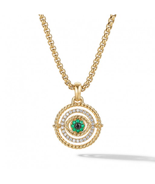 David Yurman Evil Eye Mobile Amulet in 18K Yellow Gold with Pave Emeralds and Diamonds basket pas cher