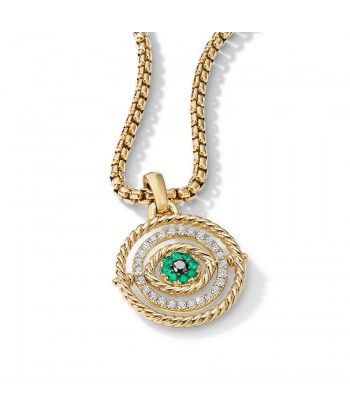 David Yurman Evil Eye Mobile Amulet in 18K Yellow Gold with Pave Emeralds and Diamonds basket pas cher