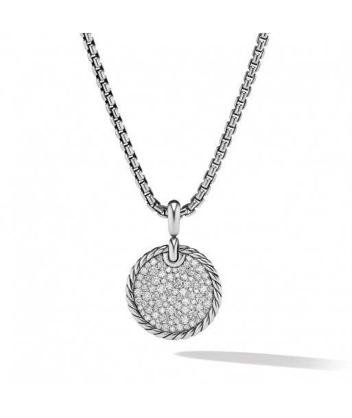 DY Elements Disc Pendant with Pave Diamonds 21MM Véritable concentré