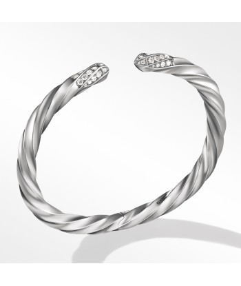 David Yurman Cable Edge Bracelet in Recycled Sterling Silver with Pave Diamonds Paris Déstockage Promo