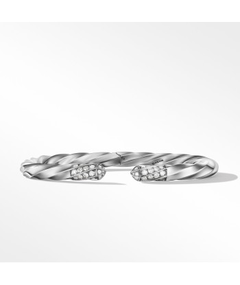 David Yurman Cable Edge Bracelet in Recycled Sterling Silver with Pave Diamonds Paris Déstockage Promo