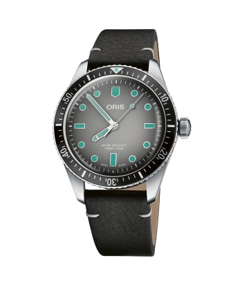 Oris Divers Sixty-Five 40MM Glow Grey Gradient Dial Black Leather Strap Watch 01 733 7707 4053-07 5 20 89 Véritable concentré