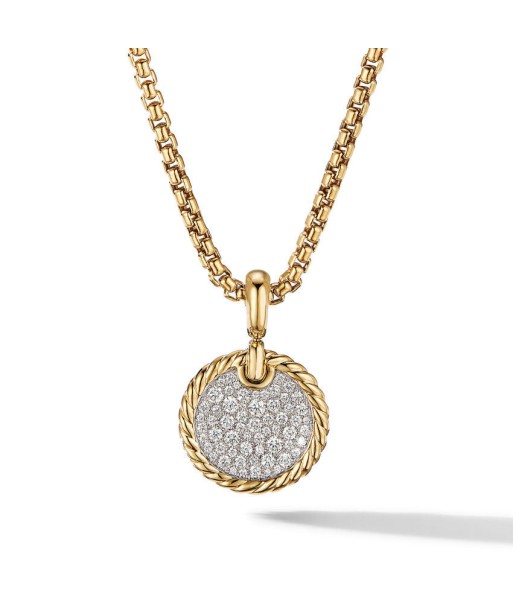 DY Elements Disc Pendant in 18K Yellow Gold with Pave Diamonds votre