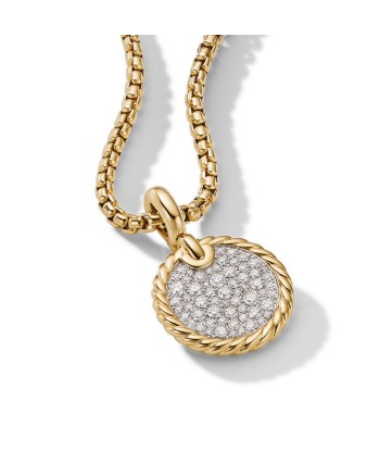 DY Elements Disc Pendant in 18K Yellow Gold with Pave Diamonds votre