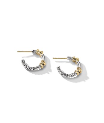 David Yurman Petite Helena Hoop Earrings with 18K Yellow Gold with Diamonds en ligne