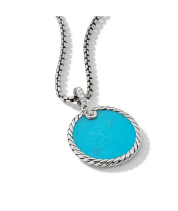 DY Elements Reversible Disc Pendant with Turquoise and Mother of Pearl and Pave Diamonds Toutes les collections ici