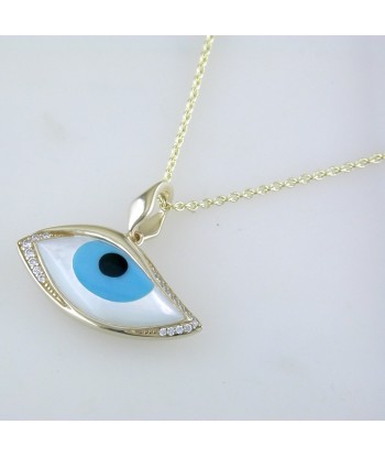 Kabana Kalo Mati 14K Yellow Gold Blue Evil Eye Diamond Pendant with Turquoise Inlay GPCF485OXTMW No Chain Les magasins à Paris