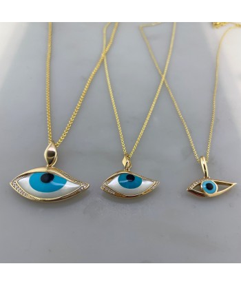 Kabana Kalo Mati 14K Yellow Gold Blue Evil Eye Diamond Pendant with Turquoise Inlay GPCF485OXTMW No Chain Les magasins à Paris