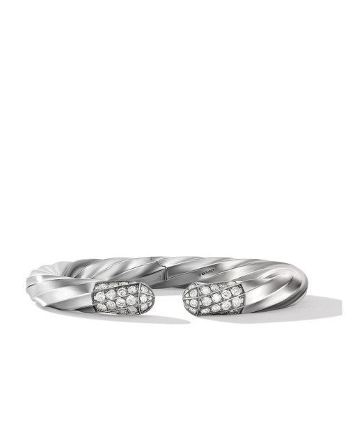 David Yurman Cable Edge Bracelet in Recycled Sterling Silver with Pave Diamonds du meilleur 